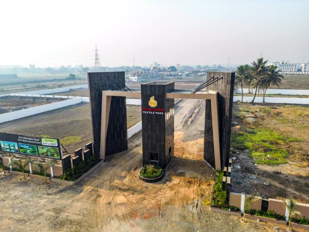 Bhagyashree Textile Park entrance gate in Palsana, Surat